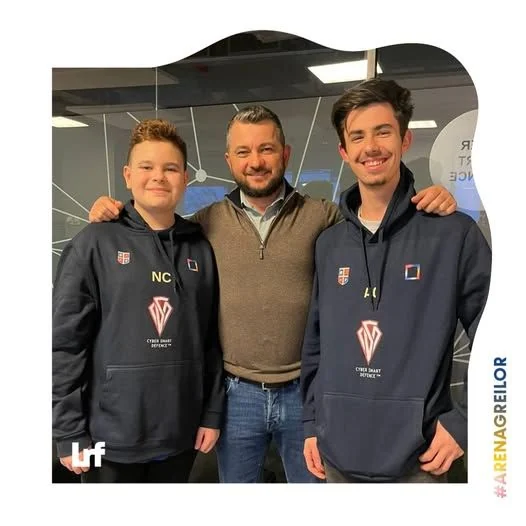 Arena Greilor - Nicholas (7th grade) and Andrei Ciobotar during an internship at the Țiriac Group.