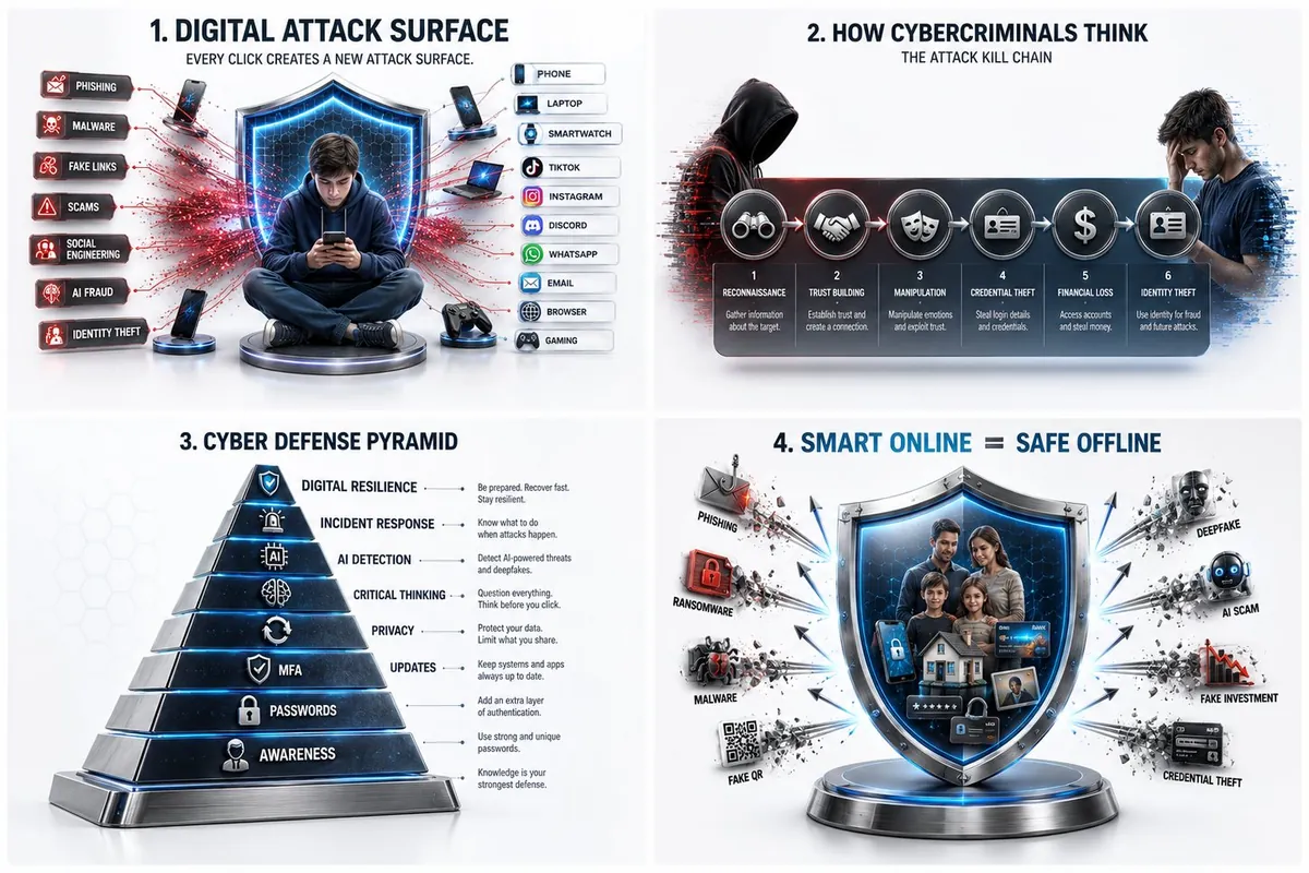 Attack surface, attacker mindset, the cyber-defence pyramid.